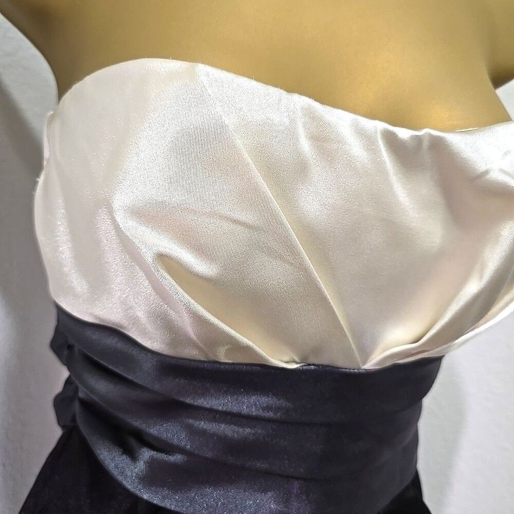 Vtg Speechless Y2K Babydoll Satin Strapless Dress Size 1 Black Cream Hoco Dance